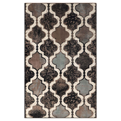 Viking Contemporary Geometric Trellis Indoor Area Rug or Runner - Chocolate