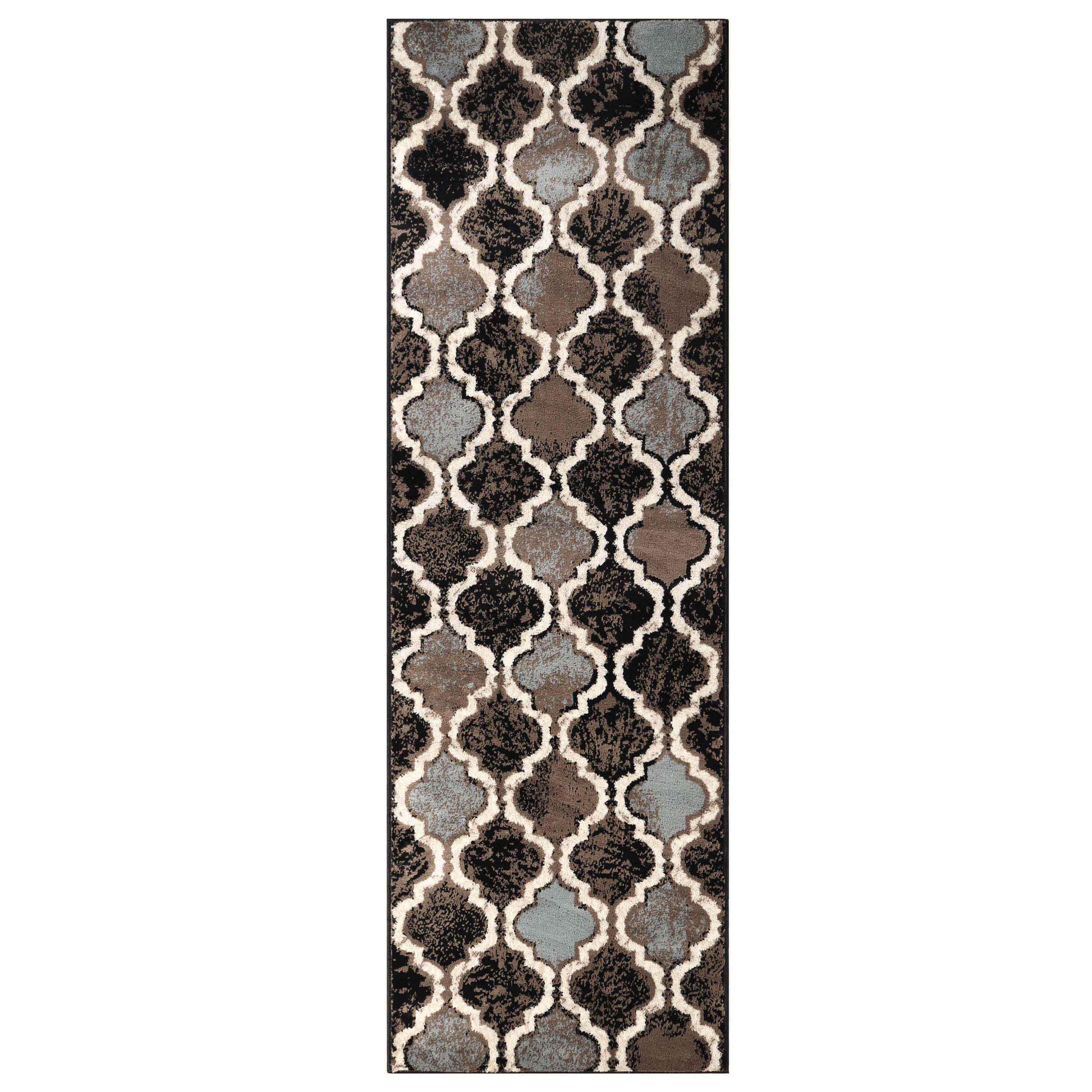 Viking Contemporary Geometric Trellis Indoor Area Rug or Runner - Chocolate