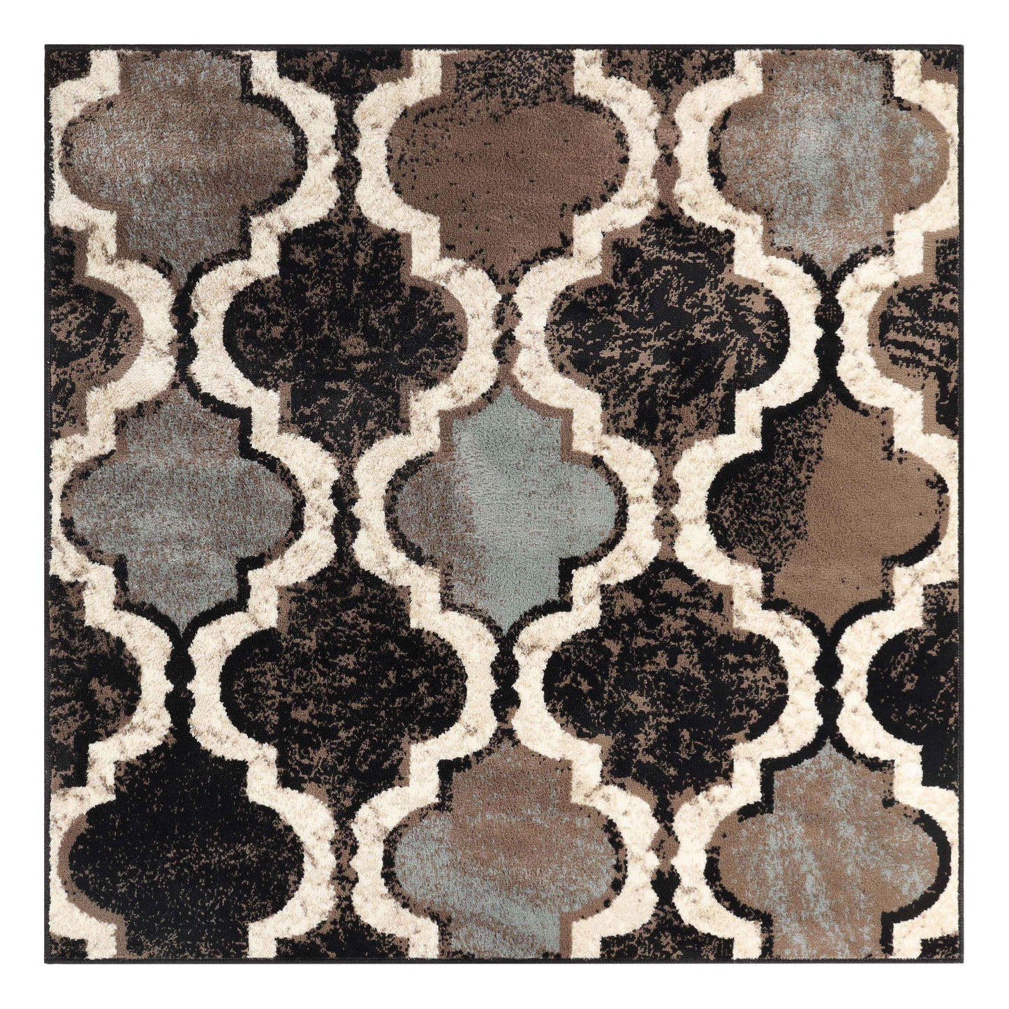 Viking Contemporary Geometric Trellis Indoor Area Rug or Runner - Chocolate