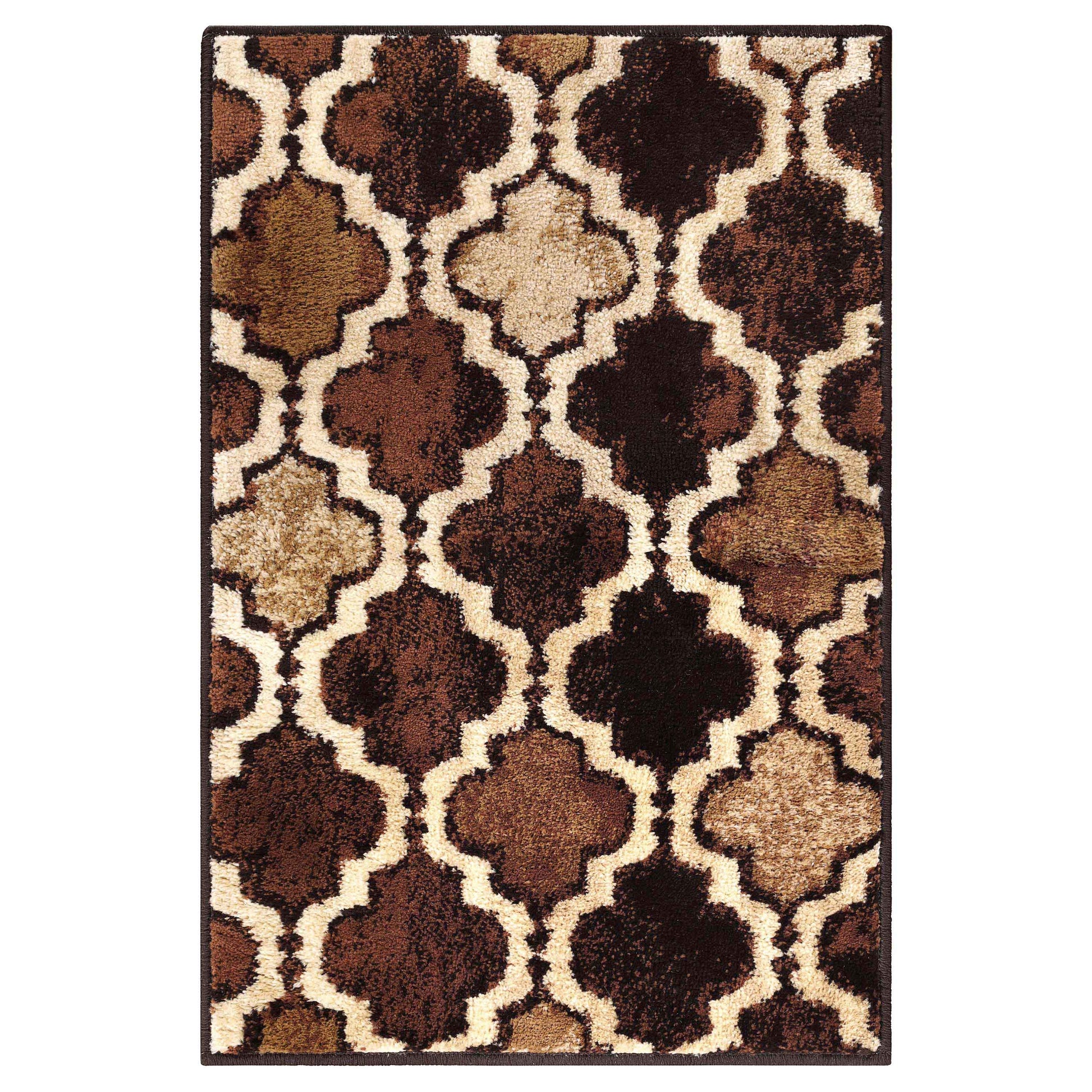 Viking Contemporary Geometric Trellis Indoor Area Rug or Runner - Coffee