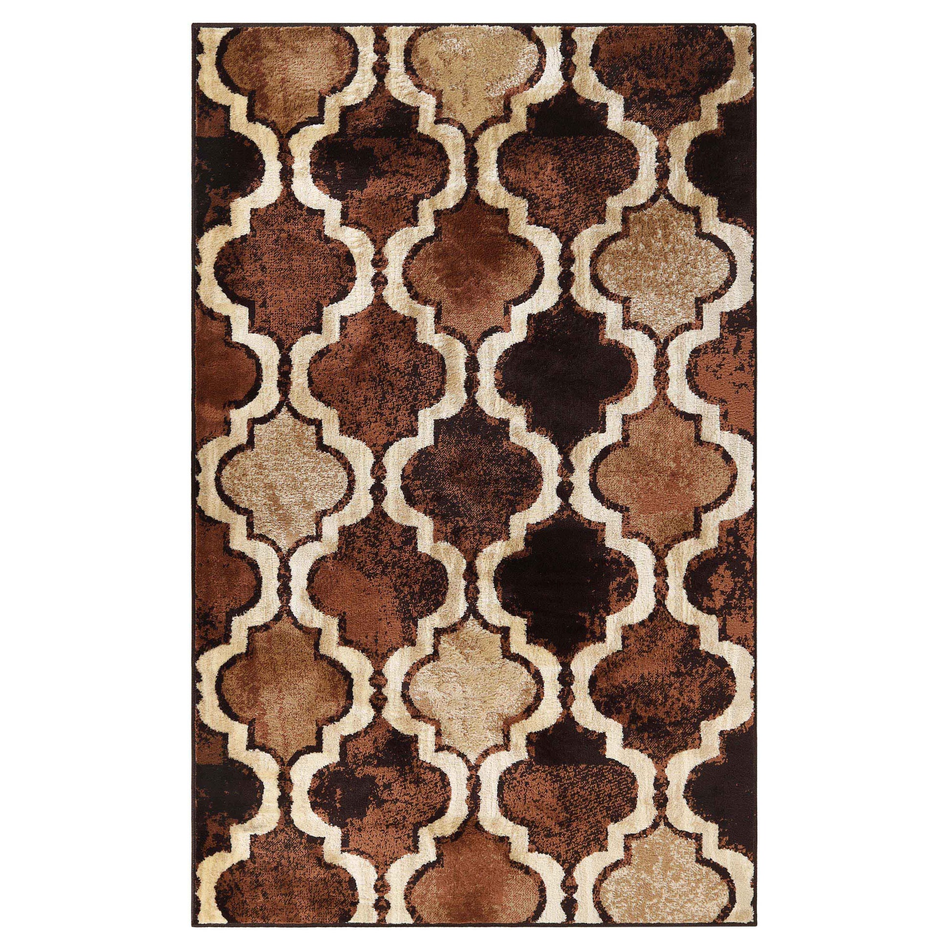 Viking Contemporary Geometric Trellis Indoor Area Rug or Runner - Coffee