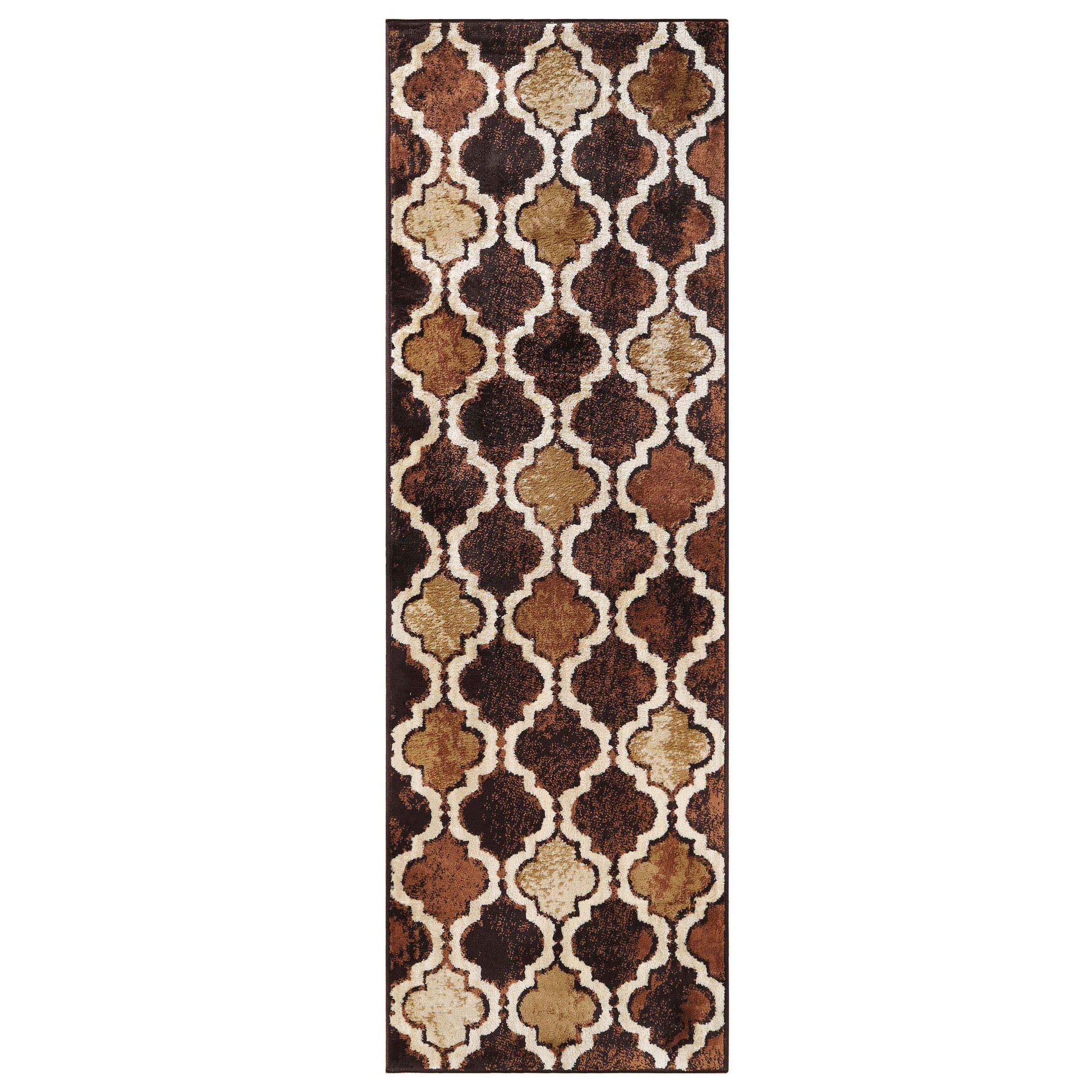 Viking Contemporary Geometric Trellis Indoor Area Rug or Runner - Coffee