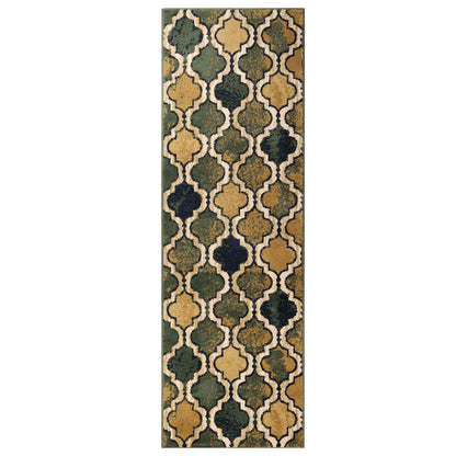 Viking Contemporary Geometric Trellis Indoor Area Rug or Runner - Green