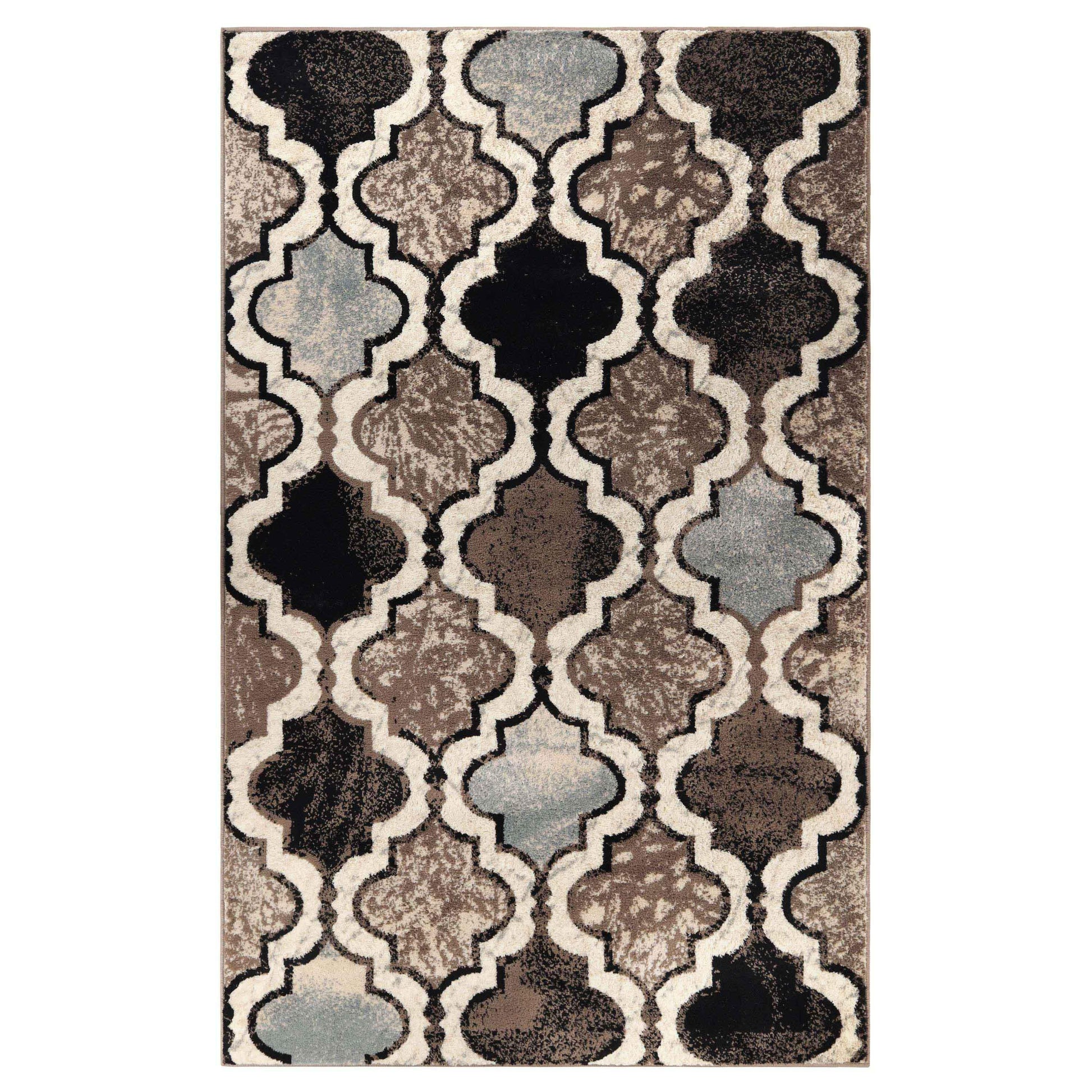 Viking Contemporary Geometric Trellis Indoor Area Rug or Runner - Ivory