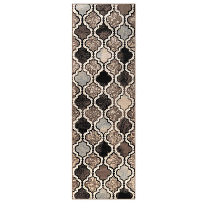 Viking Contemporary Geometric Trellis Indoor Area Rug or Runner - Ivory