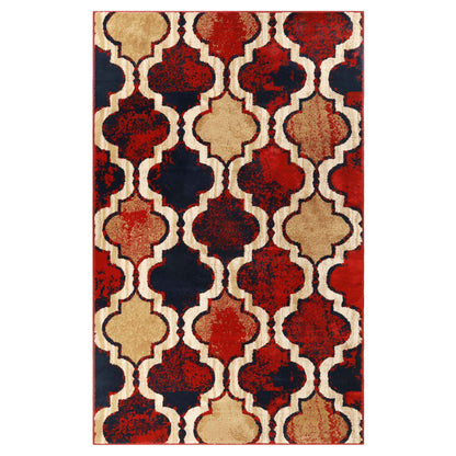 Viking Contemporary Geometric Trellis Indoor Area Rug or Runner - RedBlue