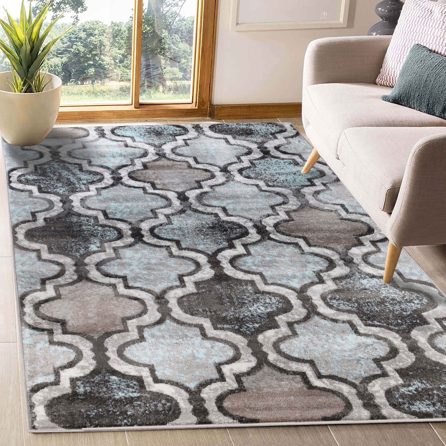 Viking Contemporary Geometric Trellis Indoor Area Rug or Runner