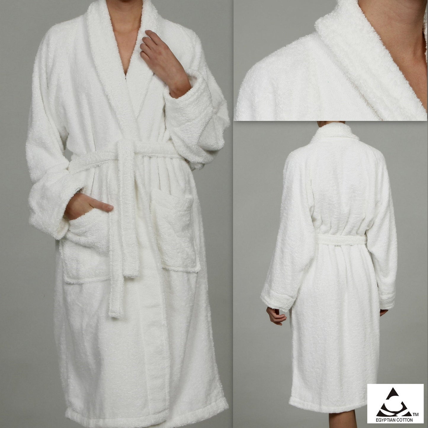 Cotton Ultra-Soft Terry Adult Unisex Lightweight Luxury Bathrobe - White