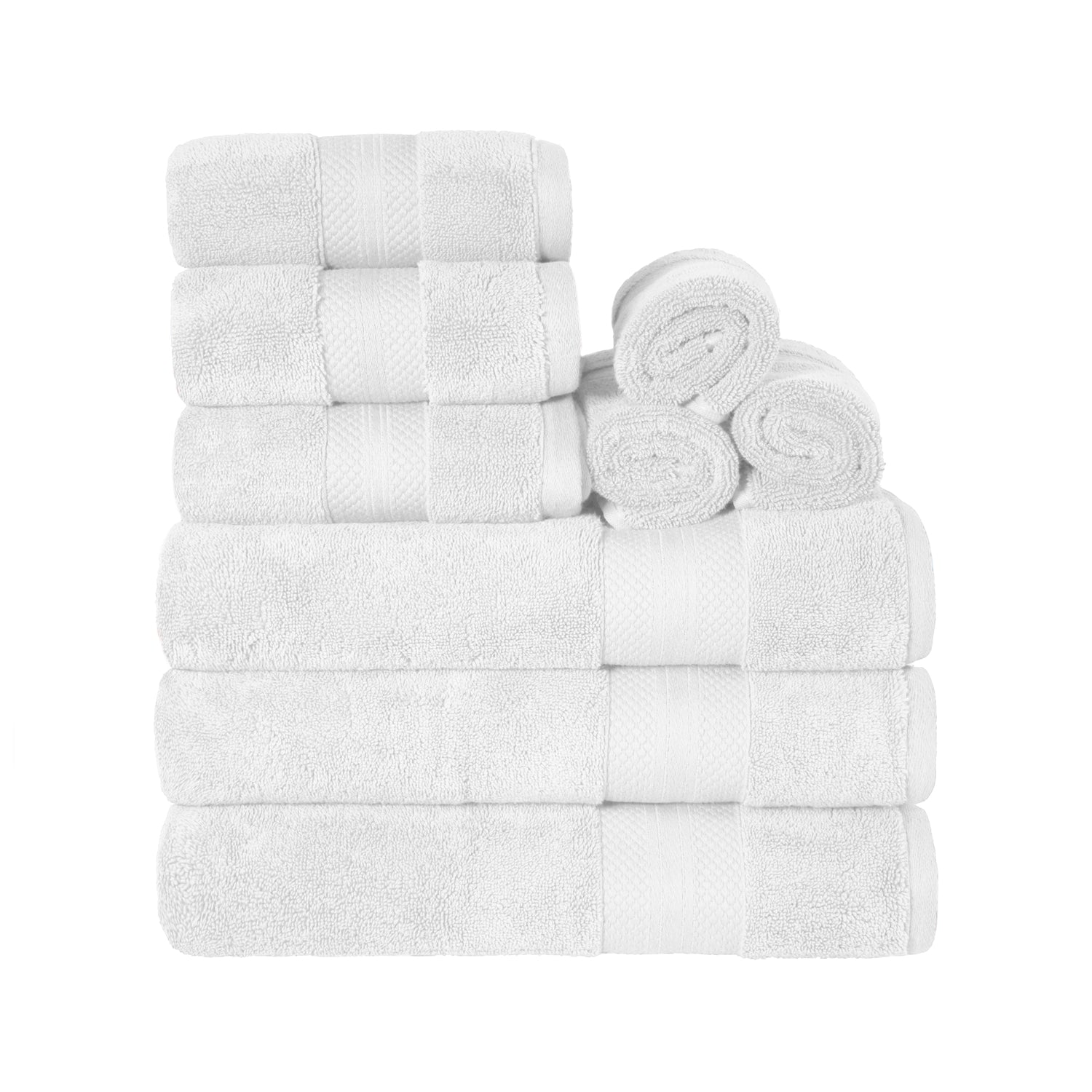 Superior Premium Turkish-Cotton Assorted Towel Set -  White