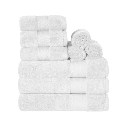 Superior Premium Turkish-Cotton Assorted Towel Set -  White