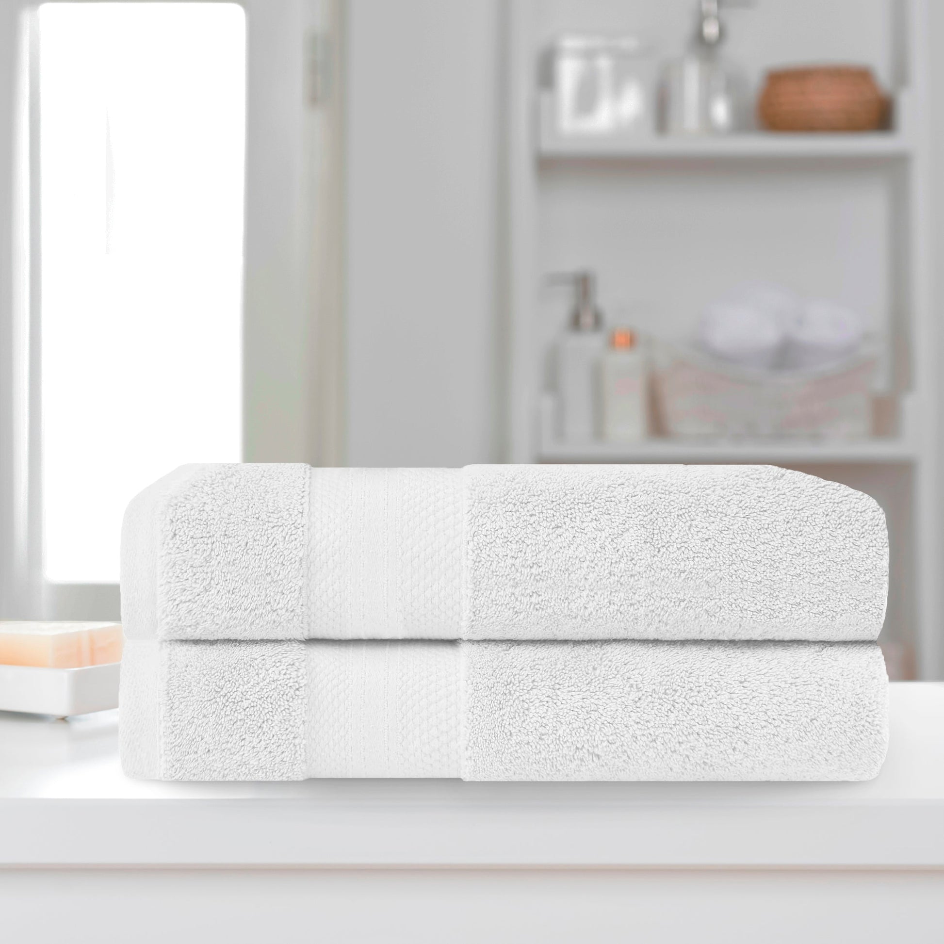 Superior Premium Turkish-Cotton Assorted Towel Set - White