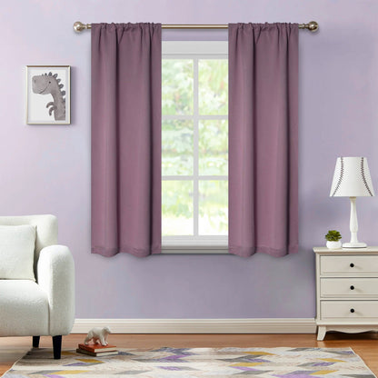 Solid Machine Washable Room Darkening Blackout Curtains, Set of 2 - Wisteria