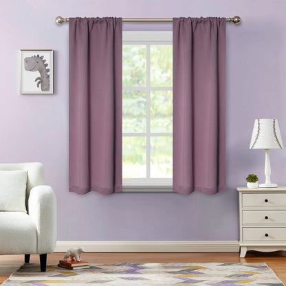 Solid Room Darkening Rod Pocket Blackout Curtain Panels, Set of 2