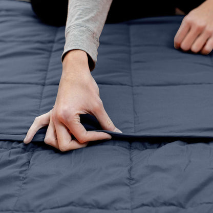 Weighted Quilted Cotton Throw Blanket - Navy Blue