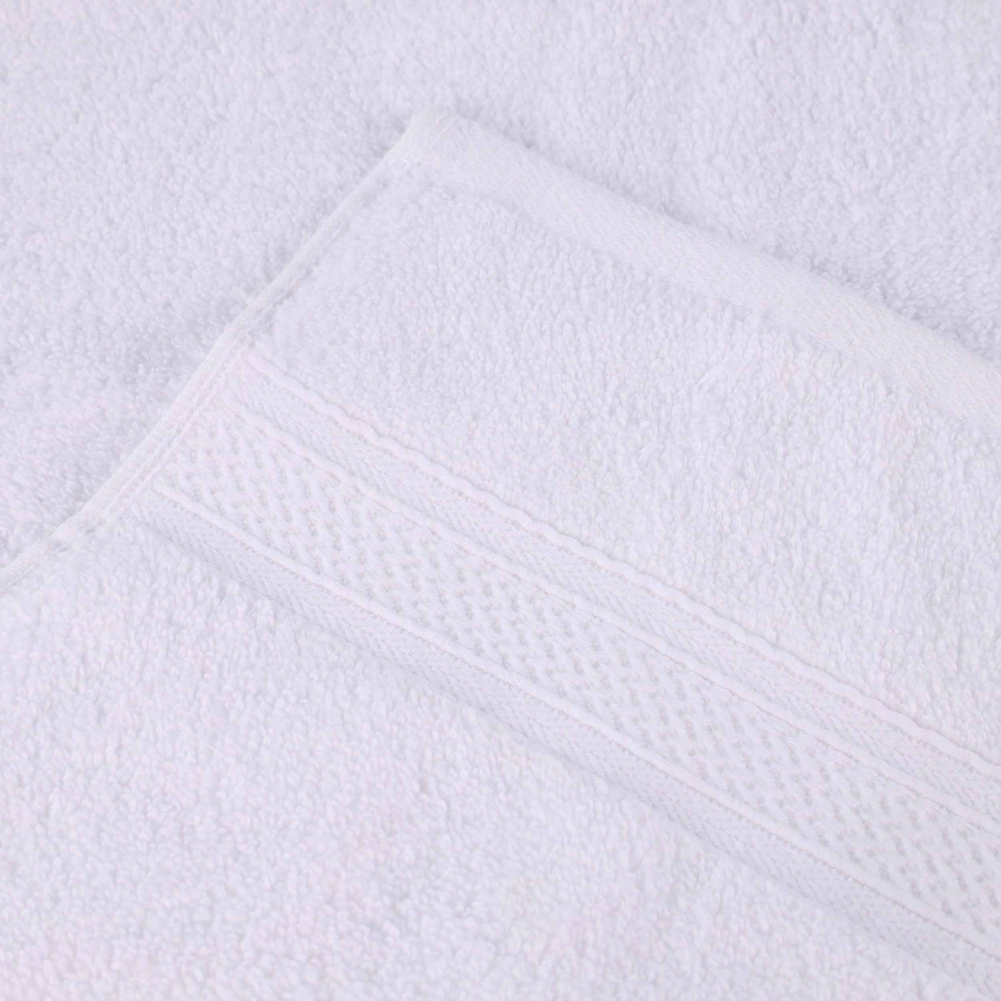 Chevron Zero Twist Solid and Jacquard Soft Cotton 6 Piece Towel Set - White