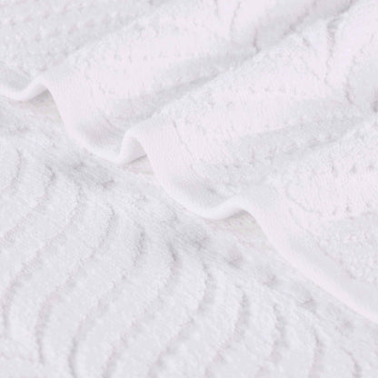 Chevron Zero Twist Solid and Jacquard Soft Cotton 6 Piece Towel Set - White