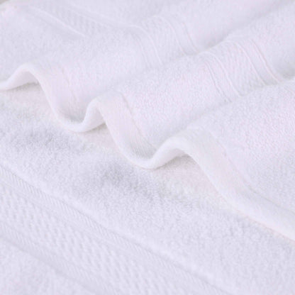 Chevron Zero Twist Solid and Jacquard Soft Cotton 6 Piece Towel Set - White