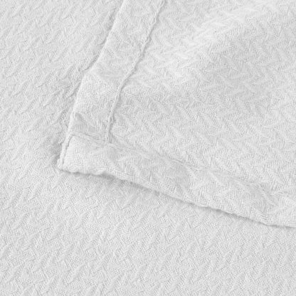 Nobel Cotton Textured Jacquard Chevron Lightweight Woven Blanket - White