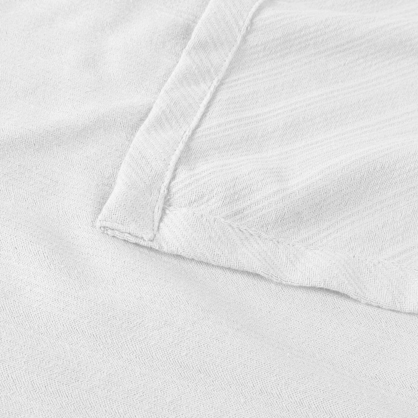 Milan Cotton Textured Jacquard Striped Lightweight Woven Blanket - White