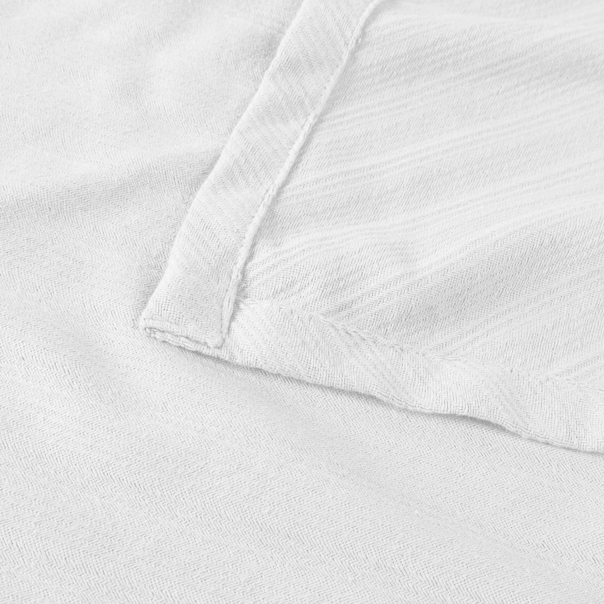 Milan Cotton Textured Jacquard Striped Lightweight Woven Blanket - White