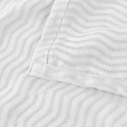 Jena Cotton Textured Chevron Lightweight Woven Blanket - White