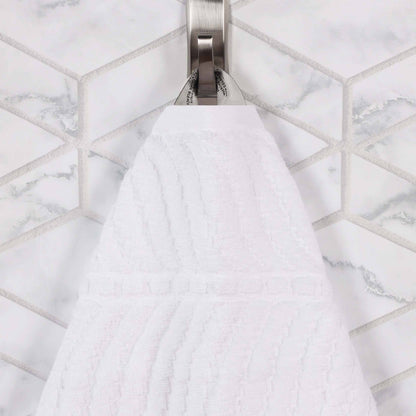 Chevron Zero Twist Solid and Jacquard Soft Cotton 6 Piece Towel Set - White