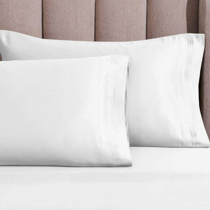 1500 Thread Count Egyptian Cotton 2 Piece Solid Pillowcase Set - White
