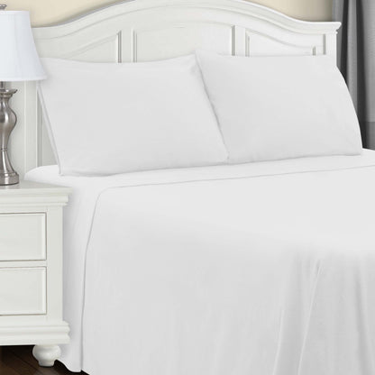 Cotton Flannel Trellis Solid Deep Pocket Sheet Set - White