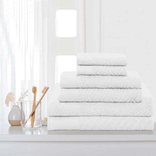 Egyptian Cotton Medium Weight Basket Weave 6 Piece Towel Set