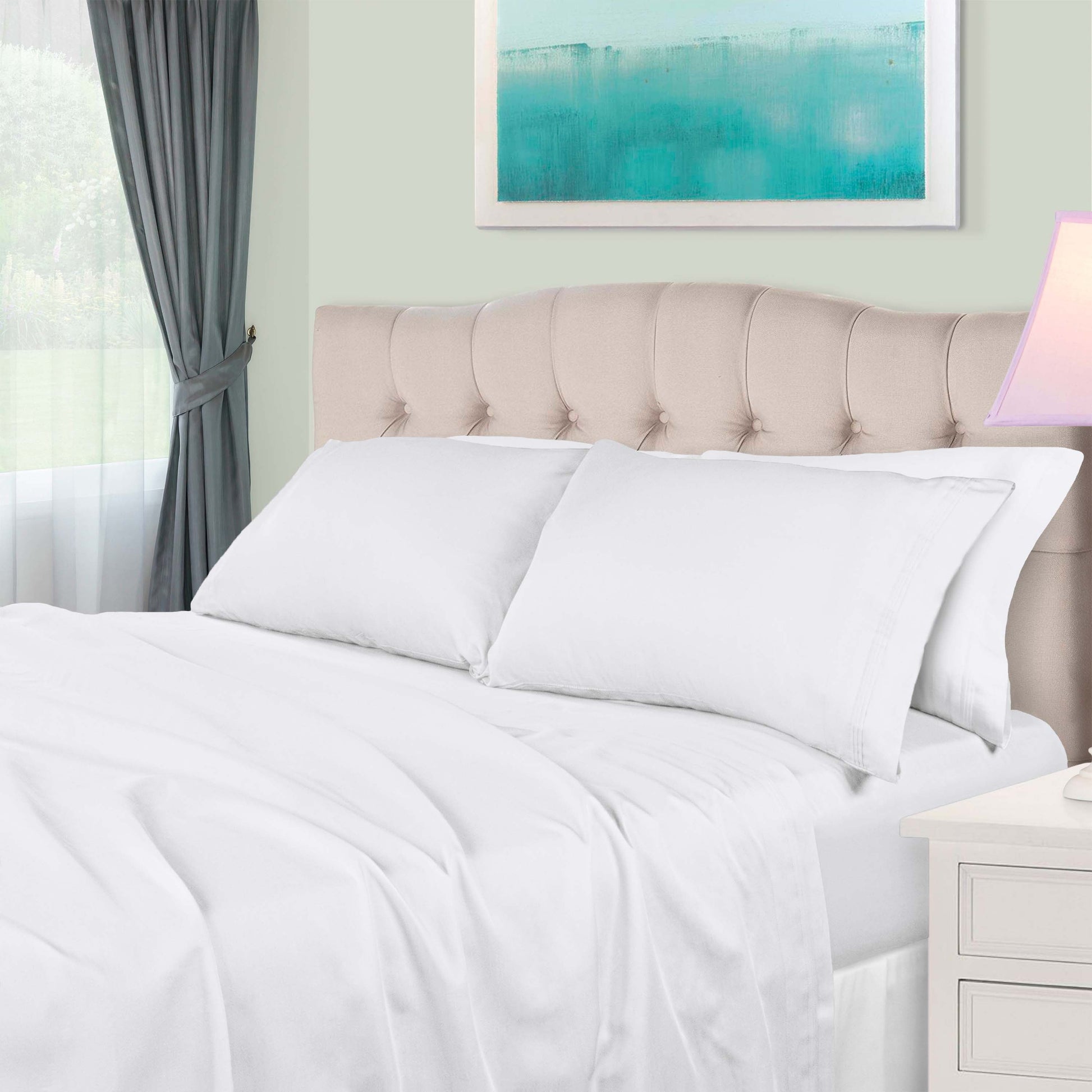 Egyptian Cotton 650 Thread Count Eco-Friendly Solid Sheet Set - White
