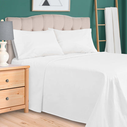 Egyptian Cotton 300 Thread Count Solid Deep Pocket Sheet Set - White