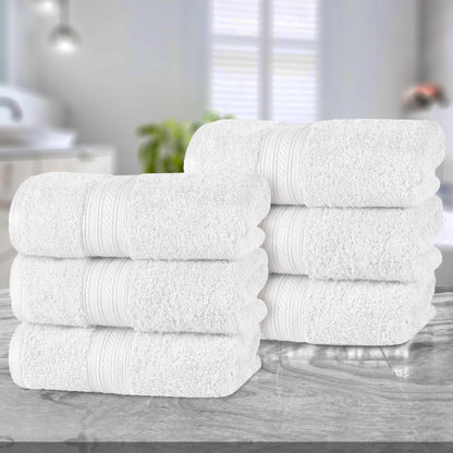 Atlas Cotton Plush Absorbent Heavyweight Luxury Hand Towel Set of 6 - White