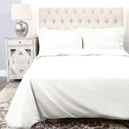 Cotton Percale Modern Traditional Duvet Cover Set - White
