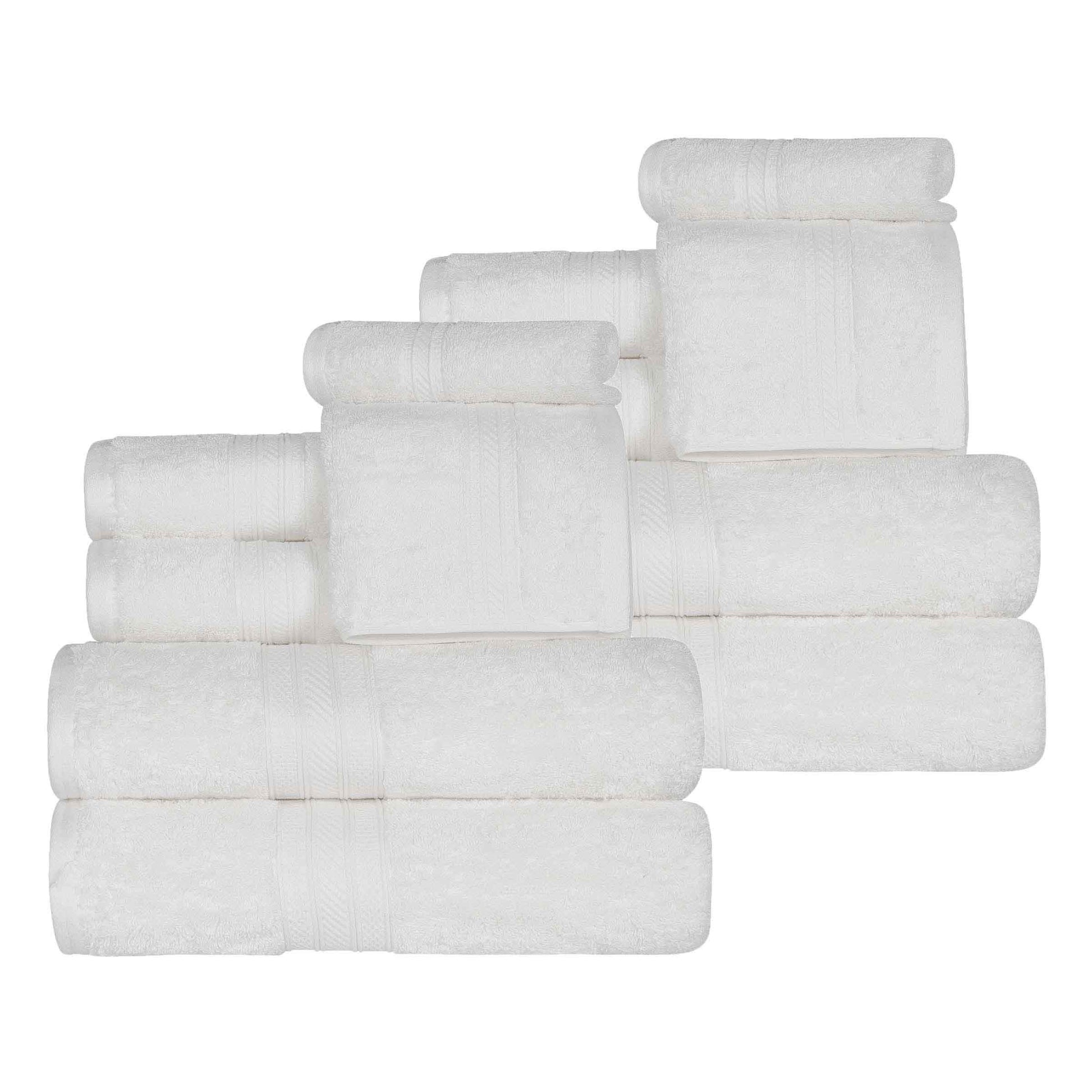 Atlas Cotton Plush Absorbent Heavyweight 12 Piece Assorted Towel Set - White