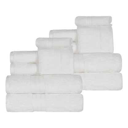 Atlas Cotton Plush Absorbent Heavyweight 12 Piece Assorted Towel Set - White