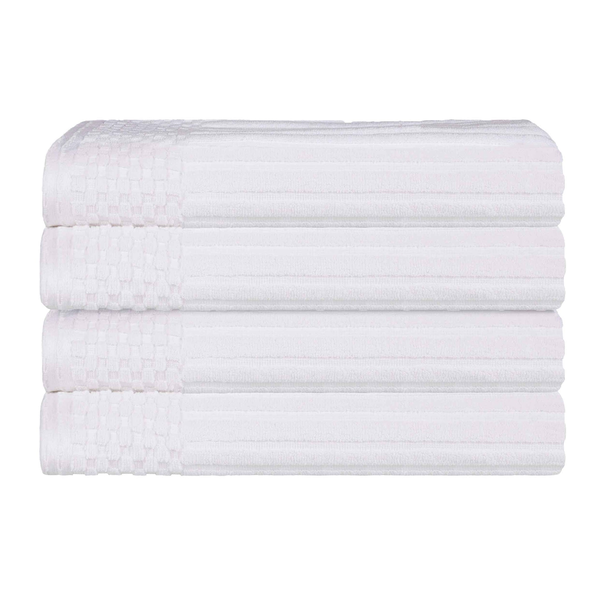 Soho Ribbed Cotton Absorbent Bath Towel Set of 4 - White