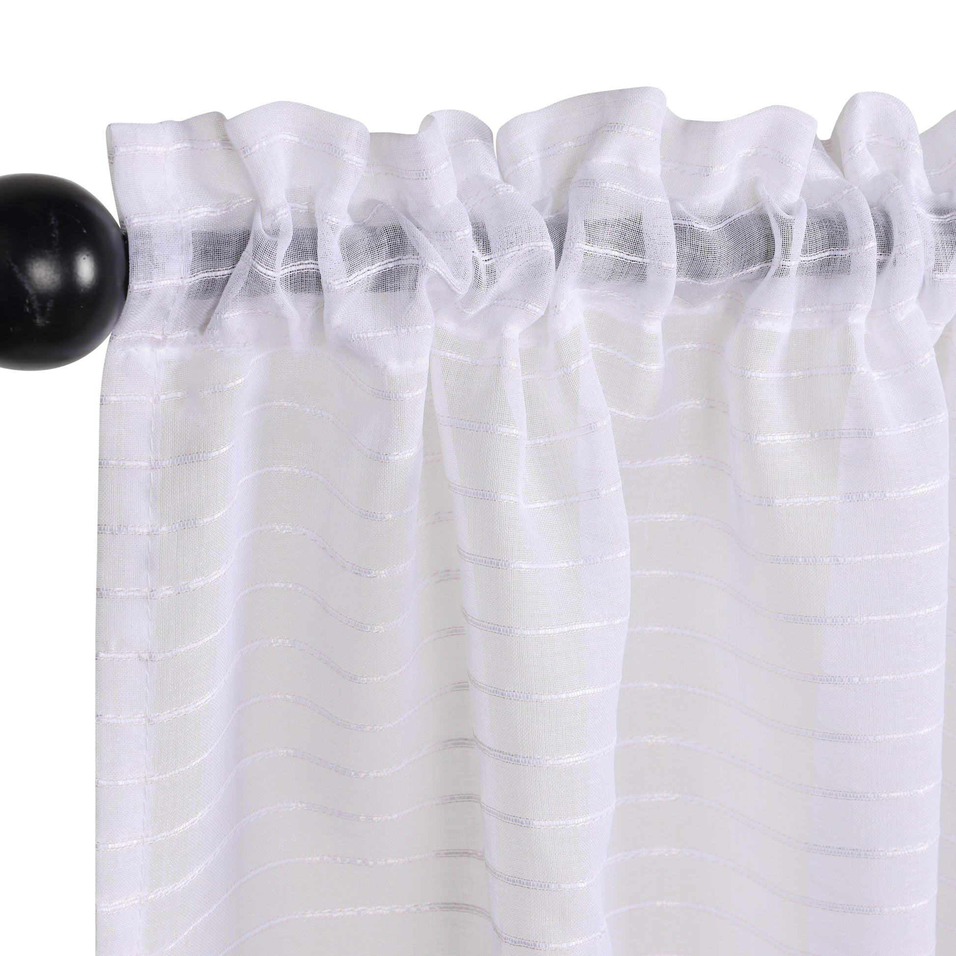 Jackson Striped Sheer Window Curtain Panels - White