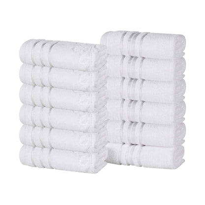 Sadie Zero Twist Cotton Solid and Jacquard Floral Face Towel Set of 12