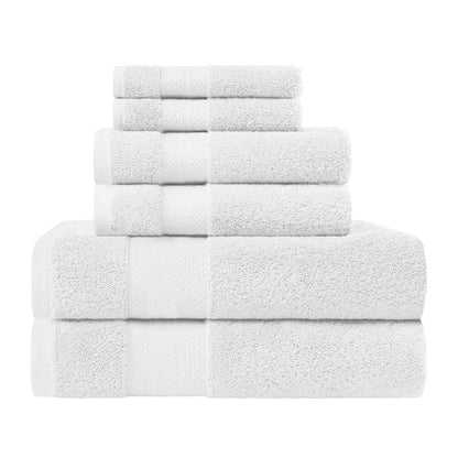 Turkish Cotton Highly Absorbent Solid 6 Piece Towel Set - White