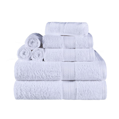 Ultra-Soft Rayon from Bamboo Cotton Blend 8 Piece Towel Set - White