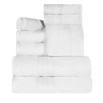 Cotton Heavyweight Absorbent Plush 8 Piece Towel Set - White