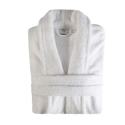 Classic Women's Bath Robe Turkish Cotton Bathrobe with Adjustable Belt - White