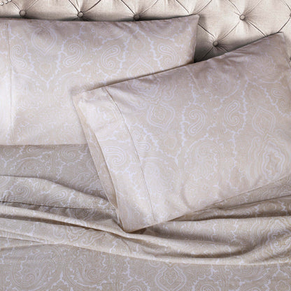 Italian Paisley 600 Thread Count Cotton Blend Deep Pocket Sheet Set - White
