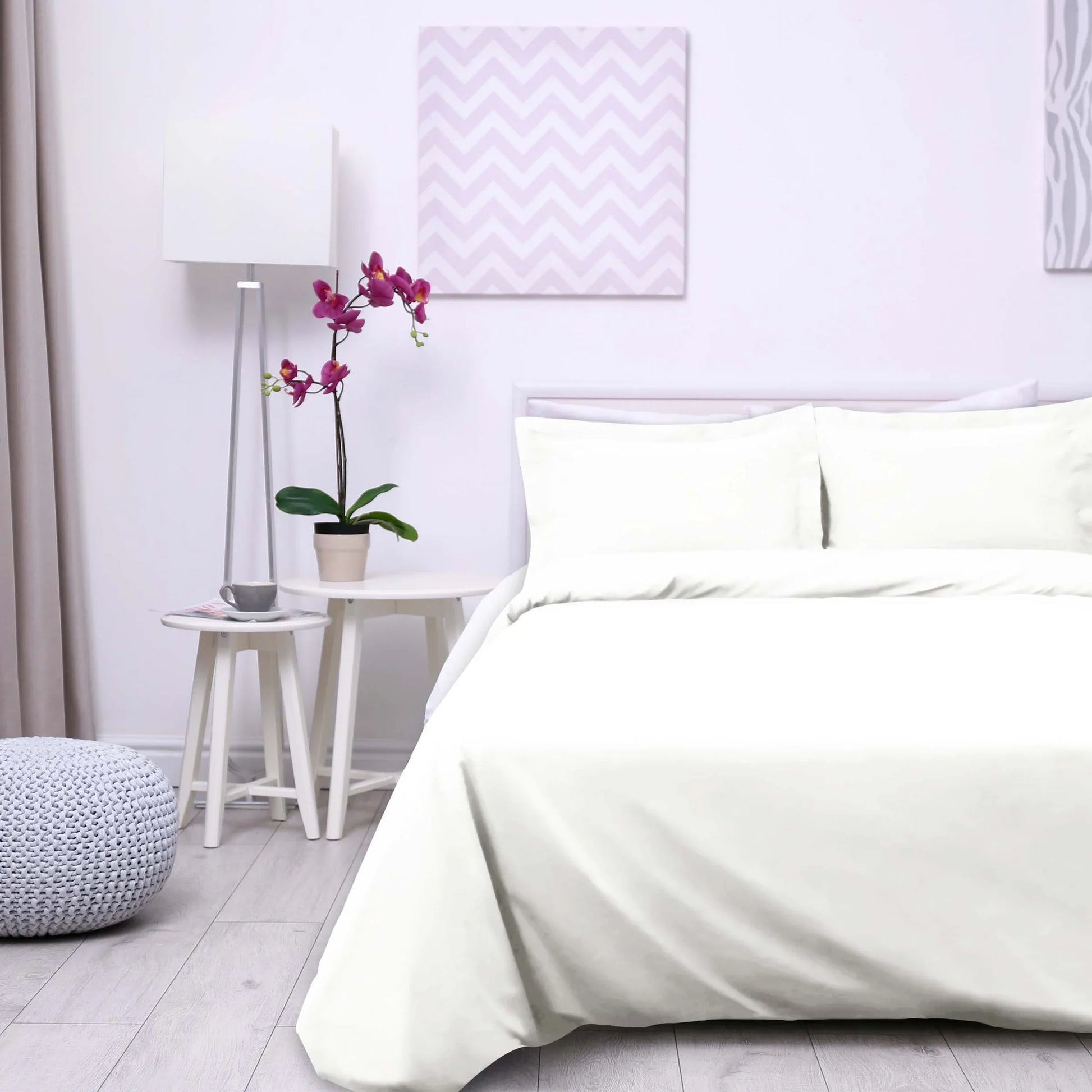Cotton Percale Modern Traditional Duvet Cover Set - White