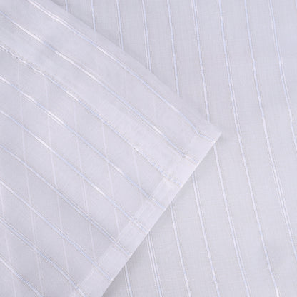 Jackson Striped Sheer Window Curtain Panels - White