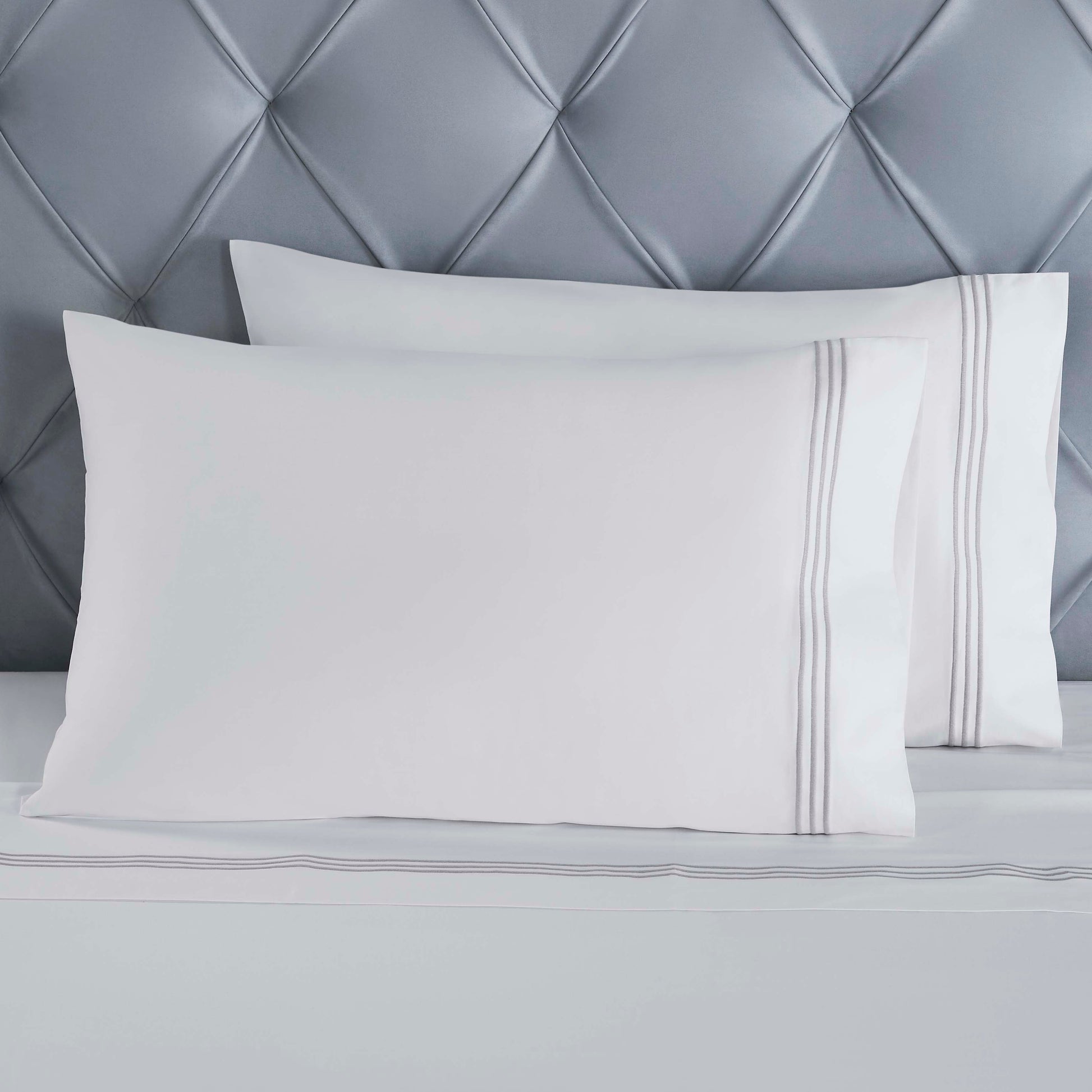 Brandon Cotton Three-Line Embroidered Deep Pocket Bed Sheet Set - White