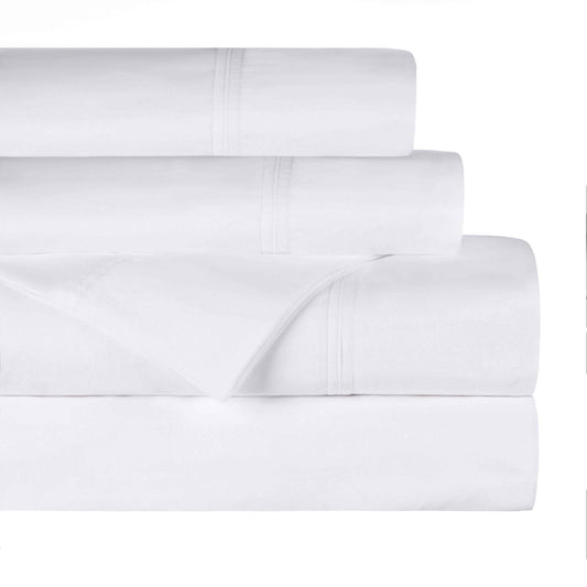 Gina Organic Cotton 300 Thread Count Percale Fitted Bed Sheet -White