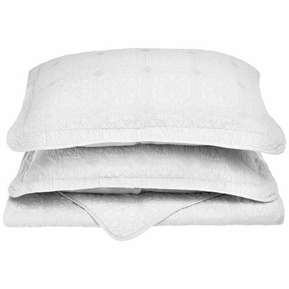 Corrington Fine Stitch Cotton Quilt Set -White