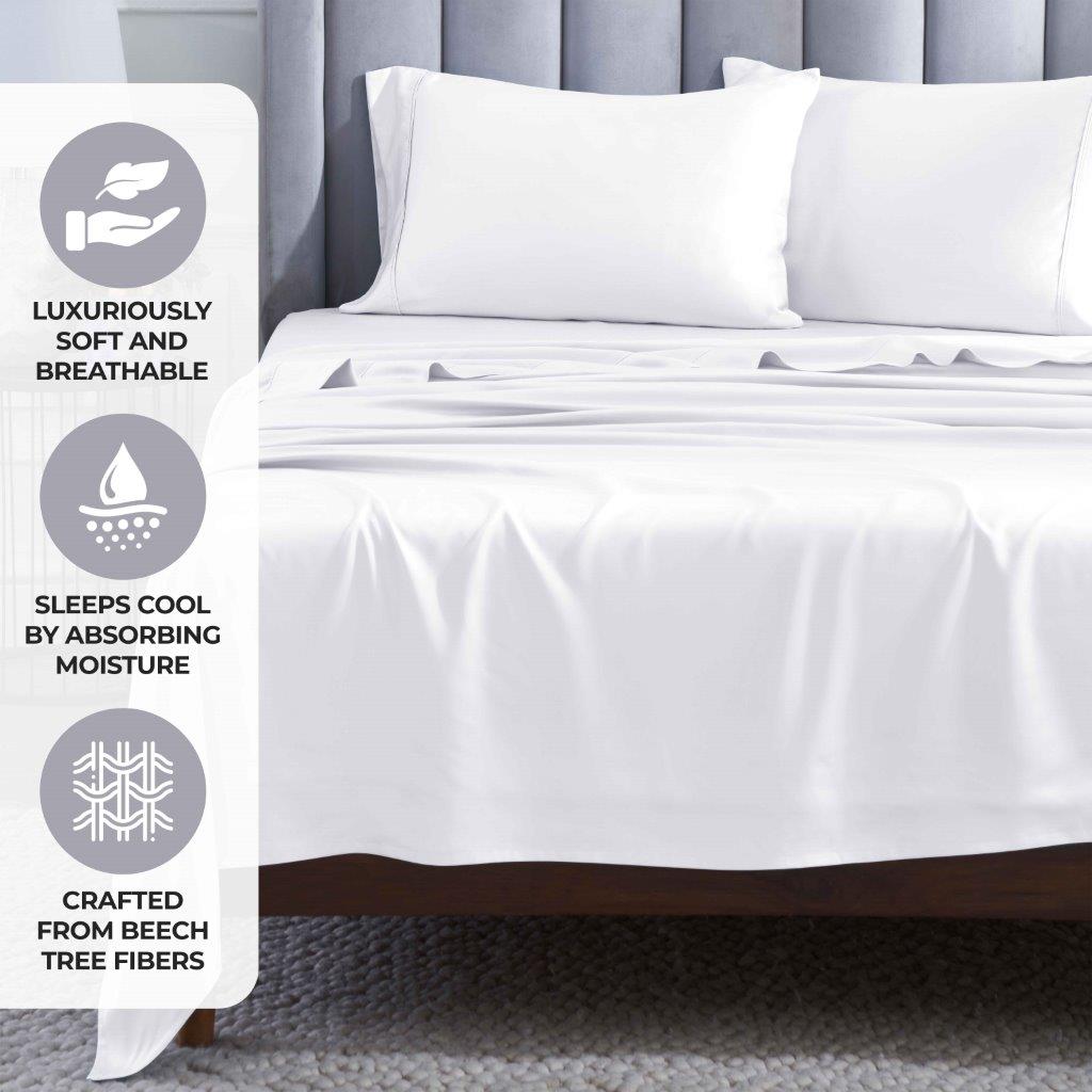 Modal From Beechwood 400 Thread Count Cooling Solid Pillowcase Set - White