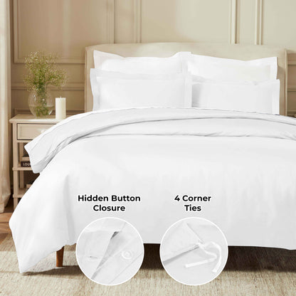 Egyptian Cotton 850 Thread Count Solid Luxury 3 Piece Duvet Cover Set